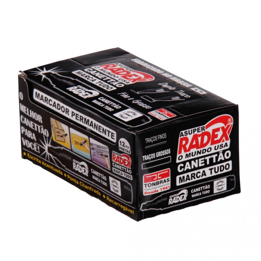 Marcador Permanente Preto Recarregável Radex